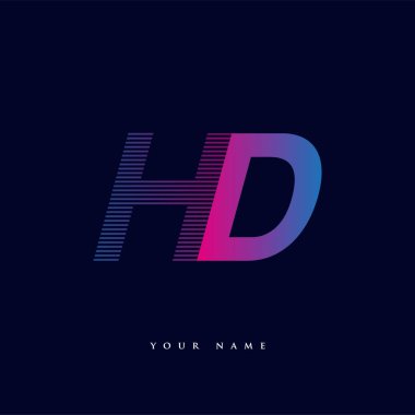 İlk harf logosu HD renkli mavi ve morumsu çizgili bileşim, Vector logo tasarım şablonu elemanları iş veya şirket kimliğiniz için.