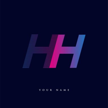 İlk harf logosu HH renkli mavi ve morumsu çizgili bileşim, Vector logo tasarım şablonu elemanları iş veya şirket kimliğiniz için.