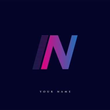 İlk harf logosu Çizgili kompozisyona sahip mavi ve morumsu renkte. İşiniz veya şirket kimliğiniz için vektör logosu şablon unsurları..