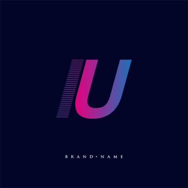 İlk harf logosu IU renkli mavi ve morumsu çizgili bileşim, Vector logo tasarım şablonu elemanları iş veya şirket kimliğiniz için.