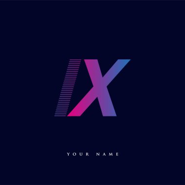 İlk harf logosu IX renkli mavi ve morumsu çizgili kompozisyon, şirket veya şirket kimliğiniz için vektör logo şablonu unsurları.