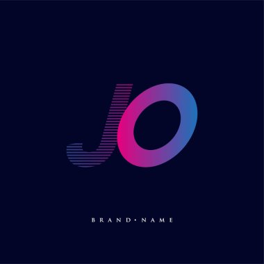 İlk harf logosu JO renklendirilmiş mavi ve morumsu çizgili bileşim, Vector logo tasarım şablonu elemanları iş veya şirket kimliğiniz için.