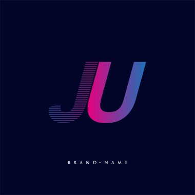 İlk harf logosu JU renkli mavi ve morumsu çizgili kompozisyon, Vector logo şablonu elemanları iş veya şirket kimliğiniz için.