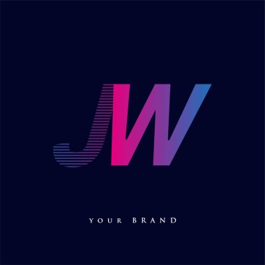 İlk harf logosu JW renkli mavi ve morumsu çizgili kompozisyon, Vector logo tasarım şablonu elemanları iş veya şirket kimliğiniz için.
