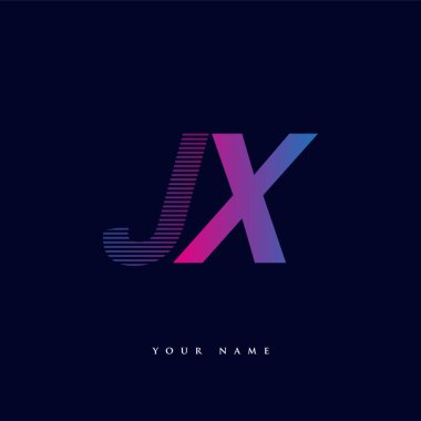 İlk harf logosu JX renkli mavi ve morumsu çizgili kompozisyon, Vector logo şablonu elemanları iş veya şirket kimliğiniz için.