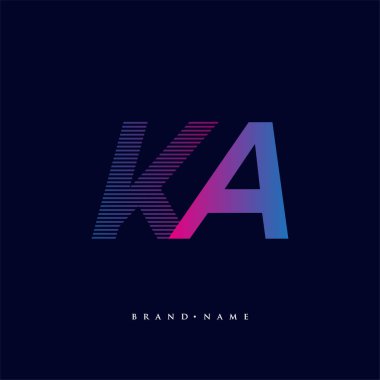 İlk harf logosu KA renkli mavi ve morumsu çizgili bileşim, Vector logo tasarım şablonu elemanları işletmeniz veya şirket kimliğiniz için.