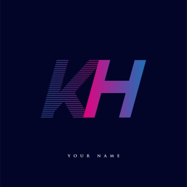 İlk harf logosu KH renkli mavi ve morumsu çizgili bileşim, Vector logo tasarım şablonu elemanları iş veya şirket kimliğiniz için.