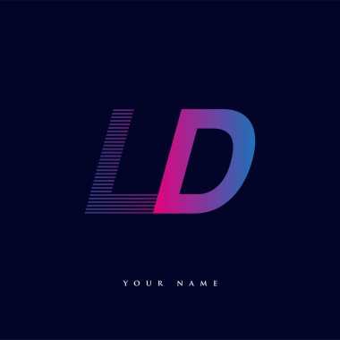 İlk harf logosu LD renkli mavi ve morumsu çizgili kompozisyon, Vector logo tasarım şablonu elemanları işletmeniz veya şirket kimliğiniz için.