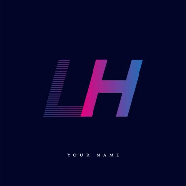 İlk harf logosu LH renklendirilmiş mavi ve morumsu çizgili bileşim, Vector logo tasarım şablonu elemanları iş veya şirket kimliğiniz için.