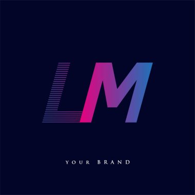 İlk harf logosu LM renkli mavi ve morumsu çizgili bileşim, Vector logo tasarım şablonu elemanları iş veya şirket kimliğiniz için.