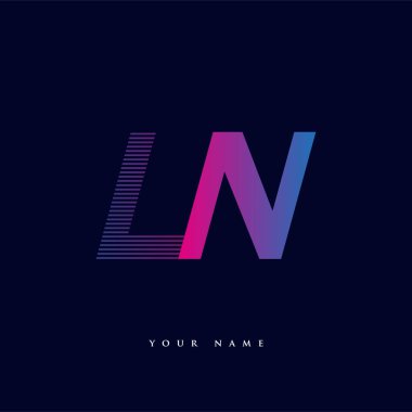 İlk harf logosu LN renklendirilmiş mavi ve morumsu çizgili bileşim, Vector logo tasarım şablonu elemanları iş veya şirket kimliğiniz için.