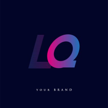 İlk harf logosu LQ renkli mavi ve morumsu çizgili kompozisyon, şirket veya şirket kimliğiniz için vektör logo tasarım şablonu unsurları.
