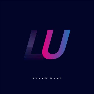 İlk harf logosu LU renkli mavi ve morumsu çizgili kompozisyon, Vector logo şablonu elemanları iş veya şirket kimliğiniz için.