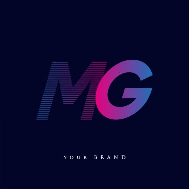 İlk harf logosu MG renkli mavi ve morumsu çizgili kompozisyon, şirket veya şirket kimliğiniz için vektör logo şablonu unsurları.