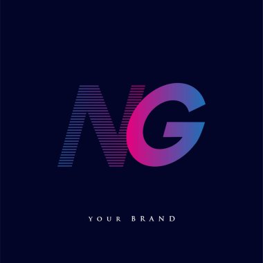 İlk harf logosu NG renkli mavi ve morumsu çizgili kompozisyon, şirket veya şirket kimliğiniz için vektör logo şablonu unsurları.