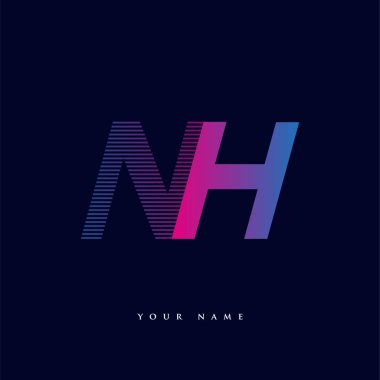 İlk harf logosu NH renkli mavi ve morumsu çizgili bileşim, Vector logo tasarım şablonu elemanları iş veya şirket kimliğiniz için.