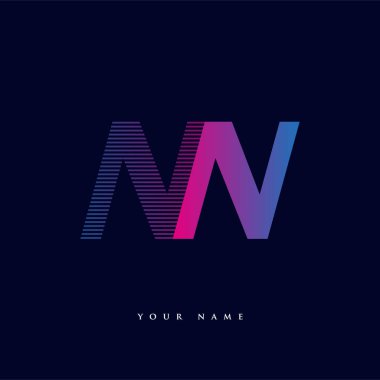 İlk harf logosu NN renkli mavi ve morumsu çizgili kompozisyon, Vector logo tasarım şablonu elemanları iş veya şirket kimliğiniz için.