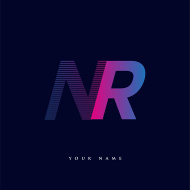 İlk harf logosu NR renkli mavi ve morumsu çizgili kompozisyon, şirket veya şirket kimliğiniz için vektör logo tasarım şablonu unsurları.