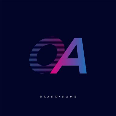 İlk harf logosu OA renkli mavi ve morumsu çizgili kompozisyon, Vector logo tasarım şablonu elemanları iş veya şirket kimliğiniz için.