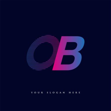 İlk harf logosu OB renklendirilmiş mavi ve morumsu çizgili bileşim, Vector logo tasarım şablonu elemanları işletmeniz veya şirket kimliğiniz için.