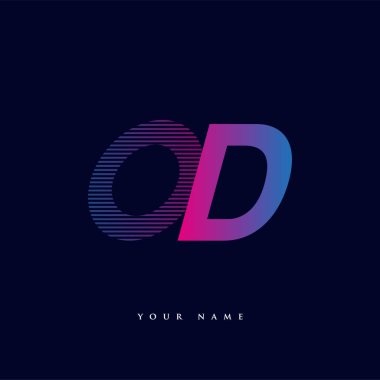 İlk harf logosu aşırı mavi ve morumsu çizgili kompozisyon, şirketiniz veya şirket kimliğiniz için vektör logo tasarım şablonu unsurları.