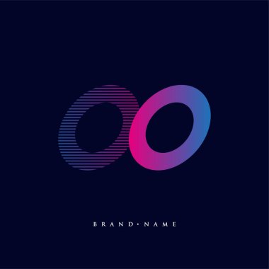 İlk harf OO renk mavi ve morumsu çizgili kompozisyon, Vector logo tasarım şablonu elemanları iş veya şirket kimliğiniz için.
