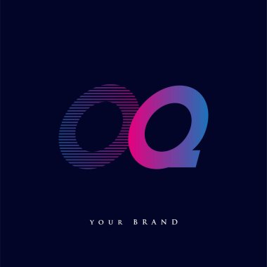 İlk harf logosu OQ renkli mavi ve morumsu çizgili kompozisyon, şirket veya şirket kimliğiniz için vektör logo tasarım şablonu unsurları.