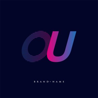 İlk harf logosu OU renkli mavi ve morumsu çizgili kompozisyon, Vector logo tasarım şablonu elemanları iş veya şirket kimliğiniz için.
