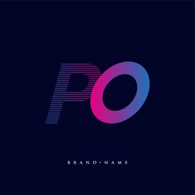 İlk harf logosu çizgili kompozisyona sahip mavi ve morumsu renk logosu, şirketiniz veya şirket kimliğiniz için vektör logo şablonu unsurları.