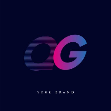 İlk harf logosu QG renkli mavi ve morumsu çizgili kompozisyon, Vector logo tasarım şablonu elemanları iş veya şirket kimliğiniz için.