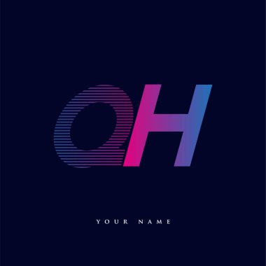 İlk harf logosu QH renkli mavi ve morumsu çizgili bileşim, Vector logo tasarım şablonu elemanları iş veya şirket kimliğiniz için.