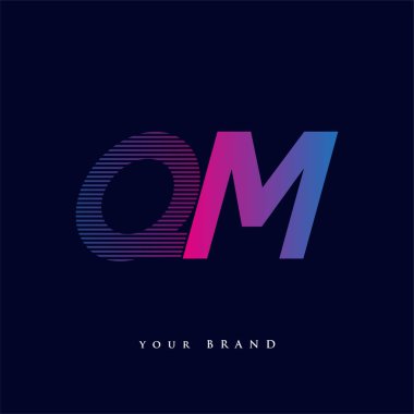 İlk harf logosu QM renkli mavi ve morumsu çizgili kompozisyon, şirket veya şirket kimliğiniz için vektör logo tasarım şablonu unsurları.