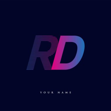 İlk harf Ar-Ge logosu çizgili kompozisyon ile mavi ve morumsu renklendirilmiş, şirketiniz veya şirket kimliğiniz için vektör logo tasarım şablonu unsurları.