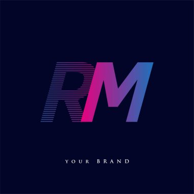 İlk harf logosu RM mavi ve morumsu çizgili kompozisyon, Vector logo şablonu elemanları iş veya şirket kimliğiniz için.