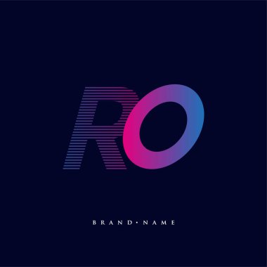 İlk harf logosu RO renklendirilmiş mavi ve morumsu çizgili bileşim, Vector logo tasarım şablonu elemanları iş veya şirket kimliğiniz için.