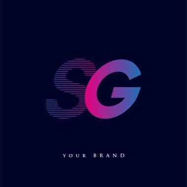 İlk harf logosu SG renkli mavi ve morumsu çizgili kompozisyon, Vector logo tasarım şablonu elemanları iş veya şirket kimliğiniz için.