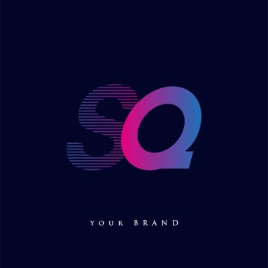 İlk harf logosu SQ renkli mavi ve morumsu çizgili kompozisyon, şirket veya şirket kimliğiniz için vektör logo tasarım şablonu unsurları.