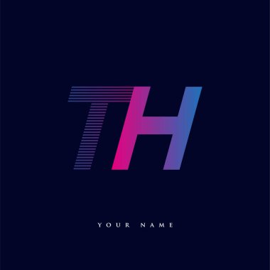İlk harf TH renkli mavi ve mor çizgili logo, şirketiniz veya şirket kimliğiniz için vektör logo tasarım şablonu ögeleri.