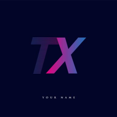 İlk harf logosu TX renkli mavi ve morumsu çizgili bileşim, şirket veya şirket kimliğiniz için vektör logosu şablon elemanları.
