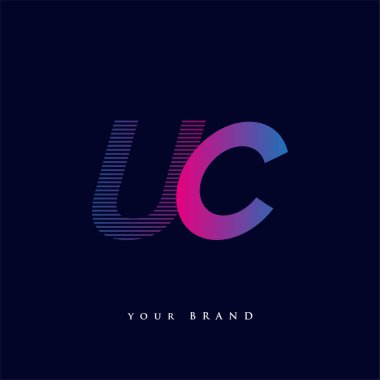 İlk harf logosu UC renkli mavi ve morumsu çizgili kompozisyon, Vector logo şablonu elemanları iş veya şirket kimliğiniz için.