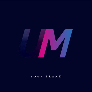 İlk harf logosu UM renkli mavi ve morumsu çizgili kompozisyon, şirket veya şirket kimliğiniz için vektör logo tasarım şablonu unsurları.