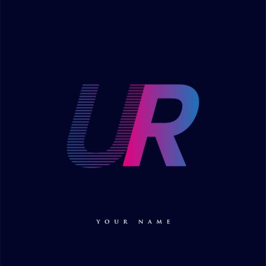 İlk harf logosu UR renkli mavi ve morumsu çizgili bileşim, Vector logo şablonu elemanları şirketiniz veya şirket kimliğiniz için.