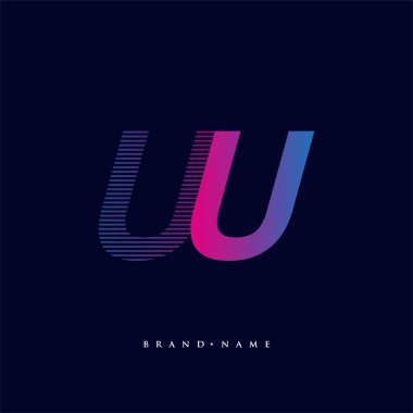 İlk harf logosu UU renkli mavi ve morumsu çizgili kompozisyon, Vector logo şablonu elemanları iş veya şirket kimliğiniz için.