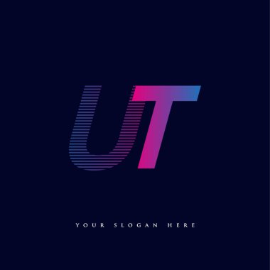 İlk harf logosu UT renkli mavi ve morumsu çizgili kompozisyon, Vector logo tasarım şablonu elemanları işletmeniz veya şirket kimliğiniz için.