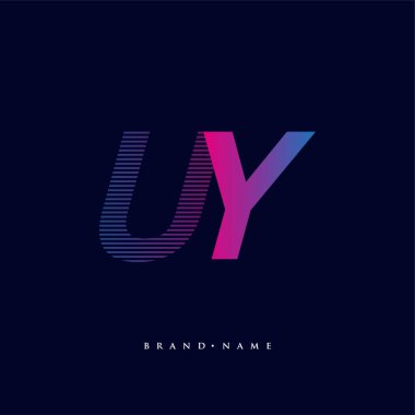 İlk harf logosu UY renkli mavi ve morumsu çizgili kompozisyon, Vector logo tasarım şablonu elemanları iş veya şirket kimliğiniz için.