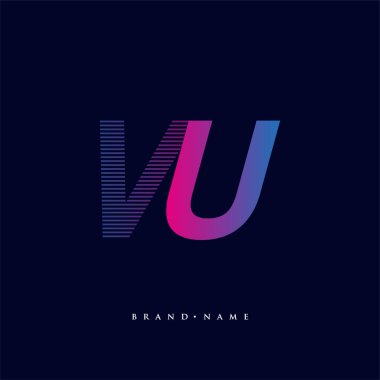 İlk harf logosu VU renkli mavi ve morumsu çizgili kompozisyon, Vector logo tasarım şablonu elemanları iş veya şirket kimliğiniz için.