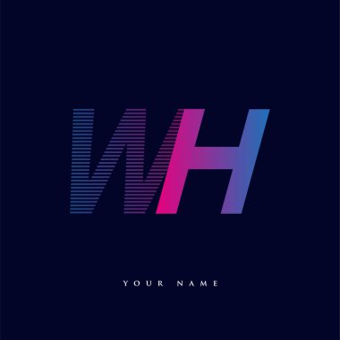 İlk harf logosu WH renkli mavi ve morumsu çizgili bileşim, Vector logo tasarım şablonu elemanları iş veya şirket kimliğiniz için.