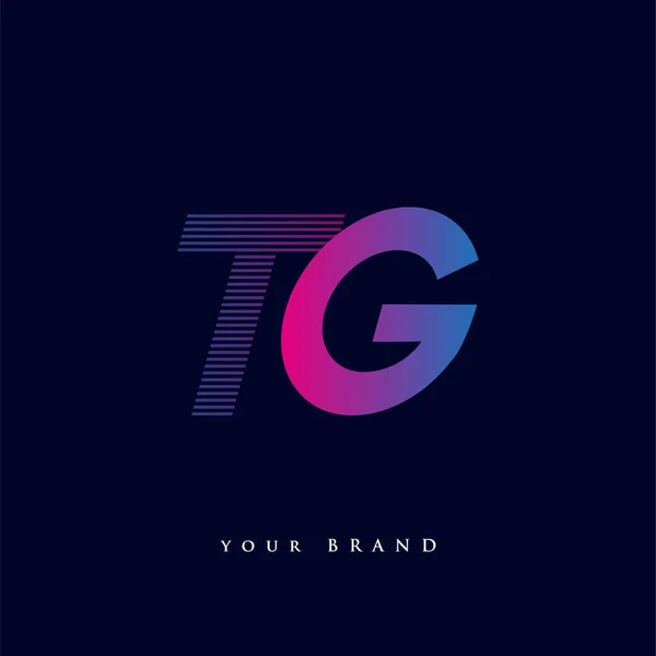 最初の文字のロゴTg色の青と縞模様の組成物とマゼンタ あなたのビジネスや会社のアイデンティティのためのベクトルのロゴデザインテンプレート要素 — ストックベクタ
