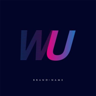İlk harf logosu WU renkli mavi ve morumsu çizgili kompozisyon, Vector logo şablonu elemanları iş veya şirket kimliğiniz için.