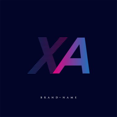 İlk harf logosu XA renkli mavi ve morumsu çizgili kompozisyon, Vector logo şablonu elemanları iş veya şirket kimliğiniz için.
